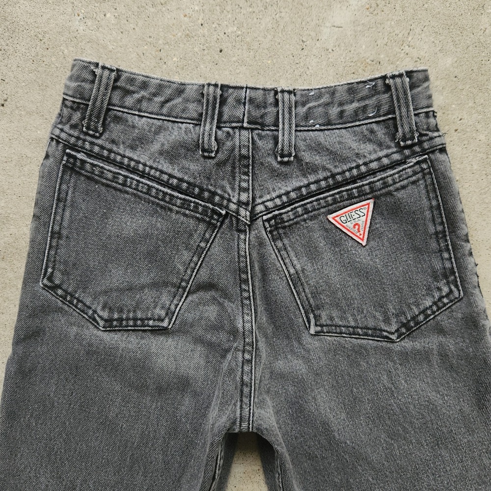 VTG 90s Guess High-Waisted Denim Jorts Shorts Sz 26 Black Raw Hem Grunge USA Y2K - Picture 7 of 12